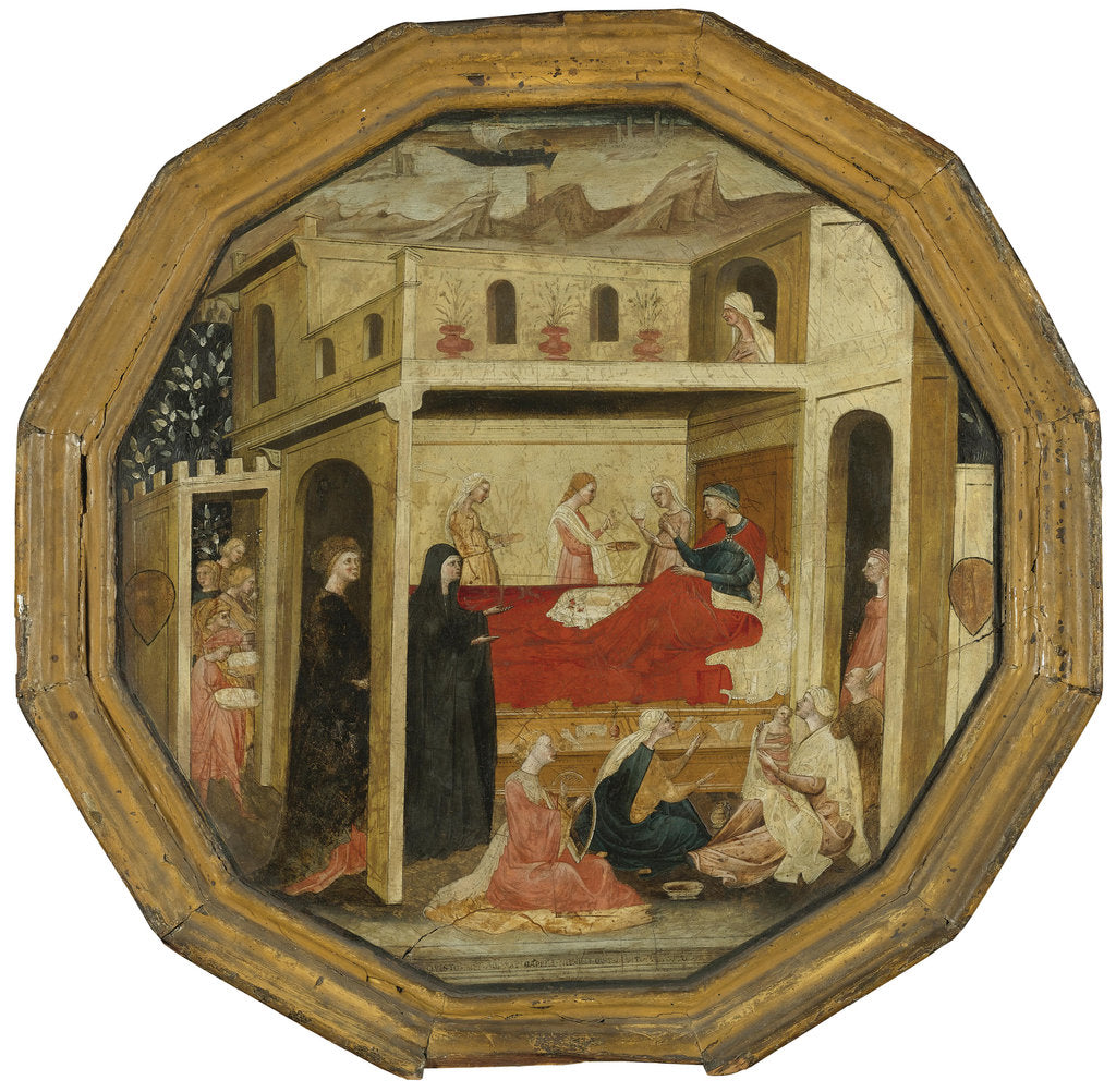 Detail of The Montauri birth tray by Bartolomeo di Fruosino