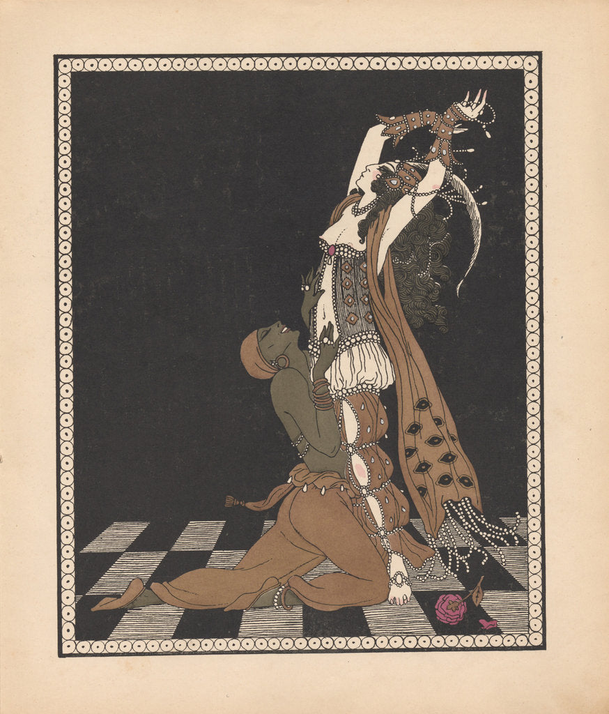 Detail of Ida Rubinstein and Vaslav Nijinsky in the ballet Scheharazade by George Barbier