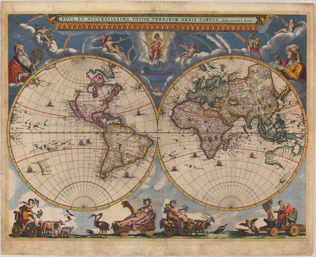 Detail of Double hemisphere map of the World by Joan Blaeu