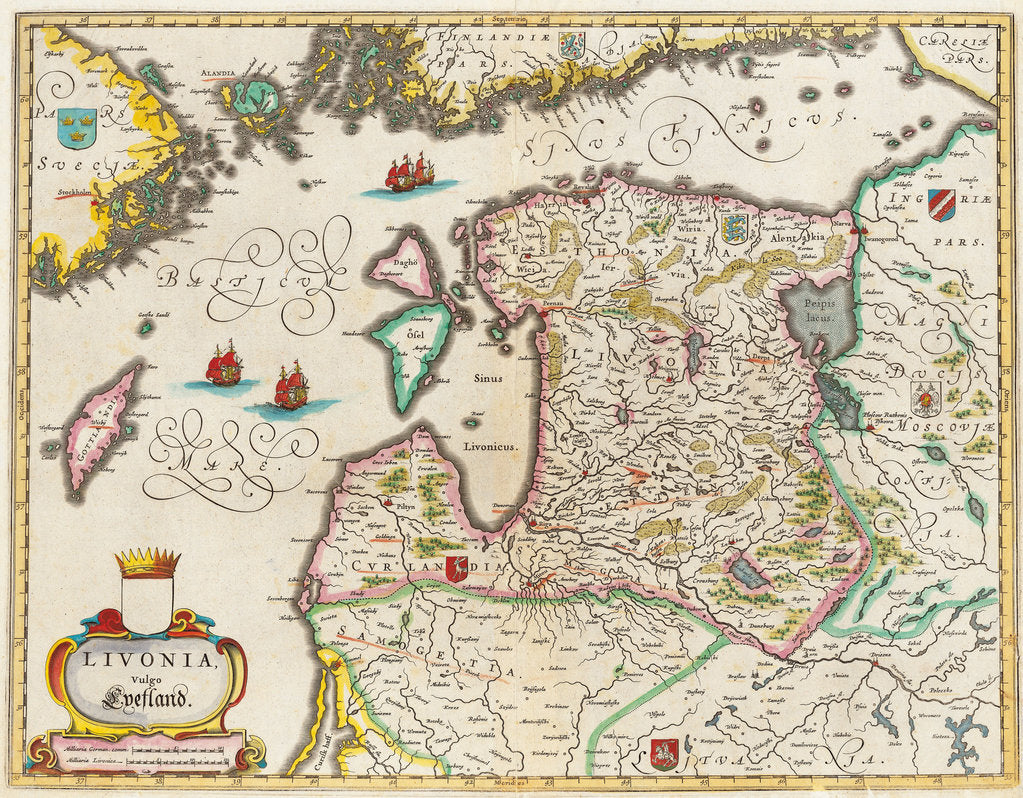 Detail of Livonia Map, Vulgo Lyefland, Atlas Maior by Joan Blaeu