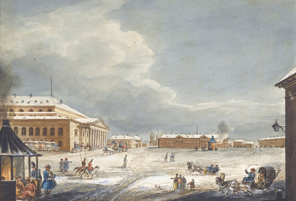 Detail of View of the Saint Petersburg Imperial Bolshoi Kamenny Theatre by Karl Ivanovich Kolmann