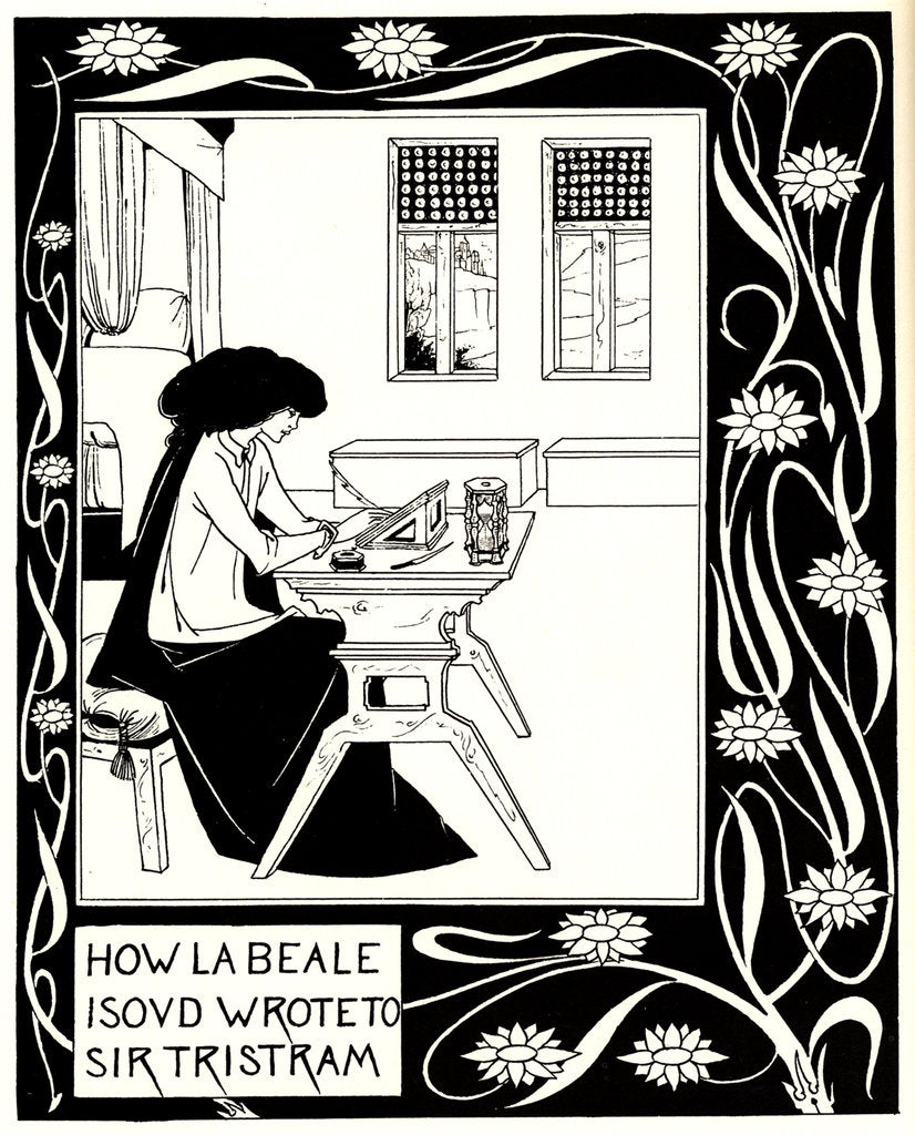 Detail of How La Beale Isoud Wrote to Sir Tristram. Illustration to the book Le Morte dArthur by Sir Thomas by Aubrey Beardsley