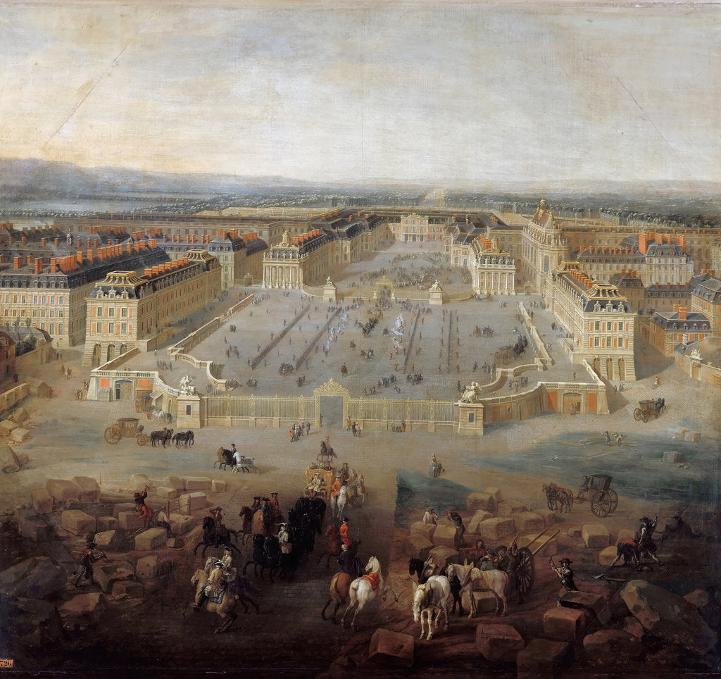 Detail of View of the palace of Versailles from the Place dArmes in 1722 by Pierre-Denis II Martin
