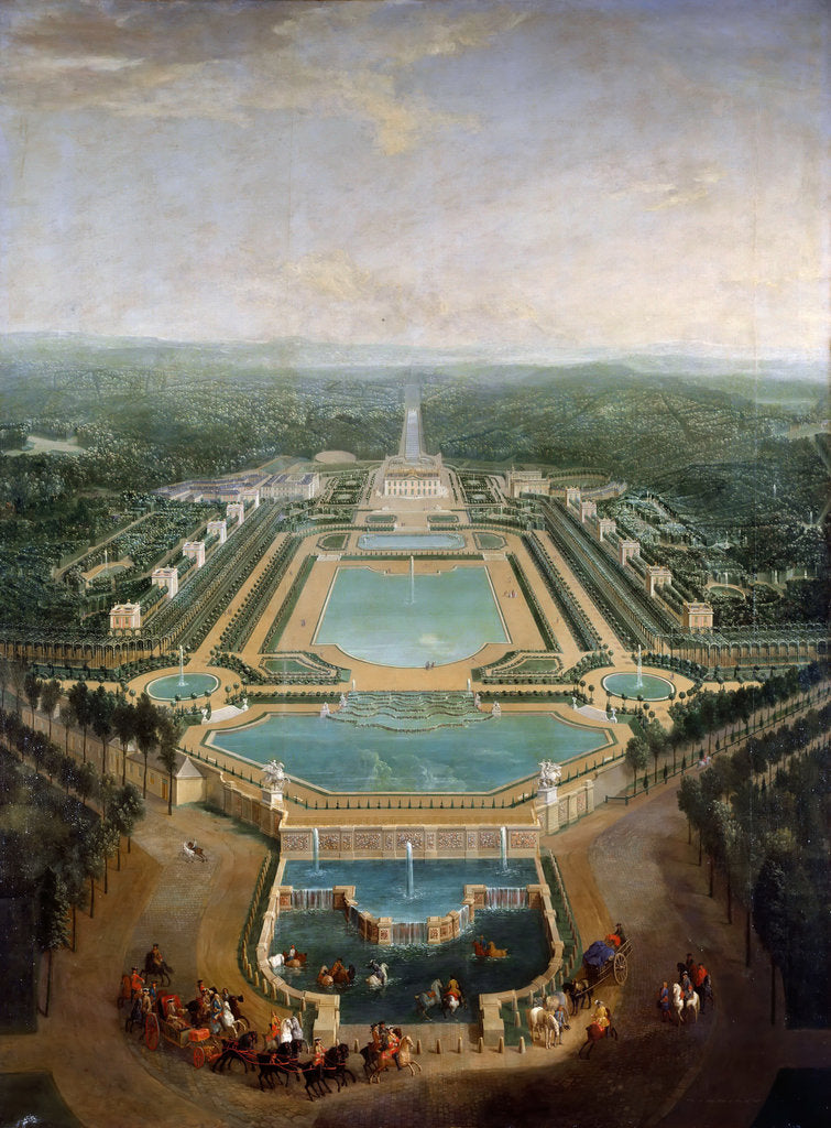 Detail of General view of the chateau and gardens at Marly, around 1724 by Pierre-Denis II Martin