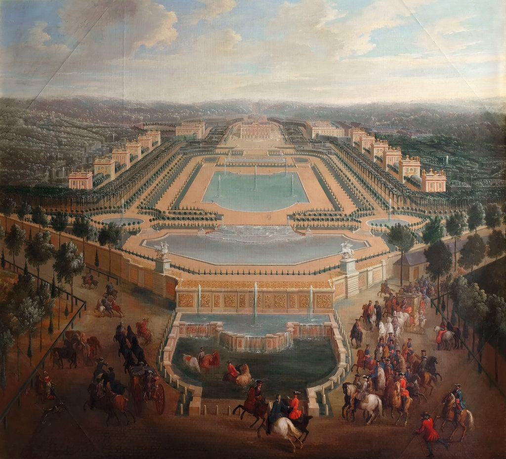 Detail of General view of the chateau and pavilions at Marly by Pierre-Denis II Martin