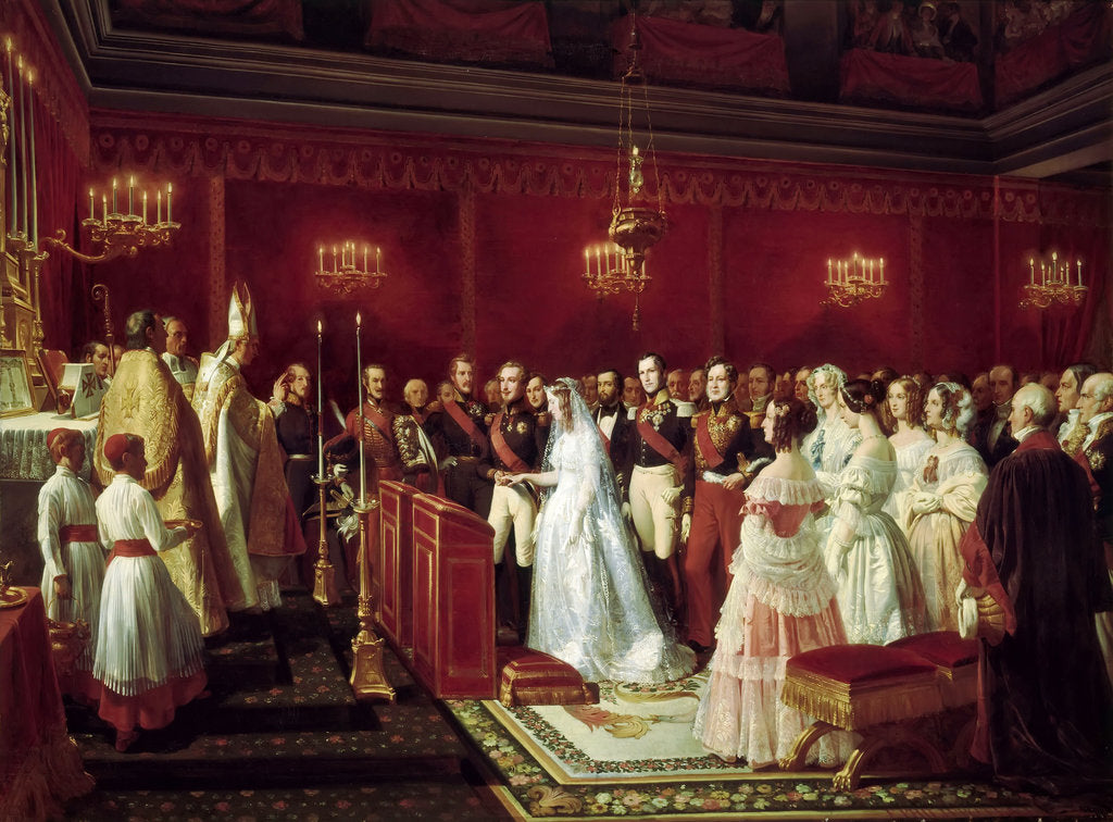 Detail of Marriage of Princess Victoria of Saxe-Coburg and Prince Louis, Duke of Nemours at Saint-Cloud, 27 Ap by Henri Félix Emmanuel Philippoteaux