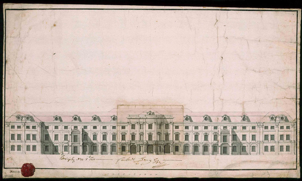 Detail of Ludwigsburg Palace. Facade design of the north wing by Anonymous