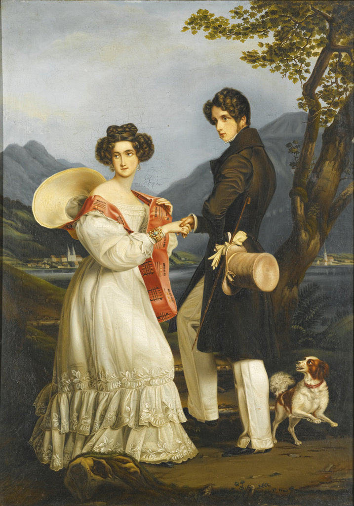Detail of Duke Maximilian Joseph in Bavaria and Ludovika of Bavaria at Schloss Tegernsee by Joseph Karl Stieler