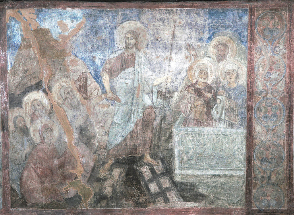 Detail of The Descent into Hell by Ancient Russian frescos