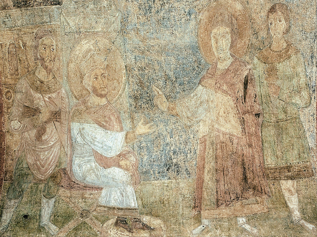 Detail of Saint George before the Emperor Diokletian by Ancient Russian frescos