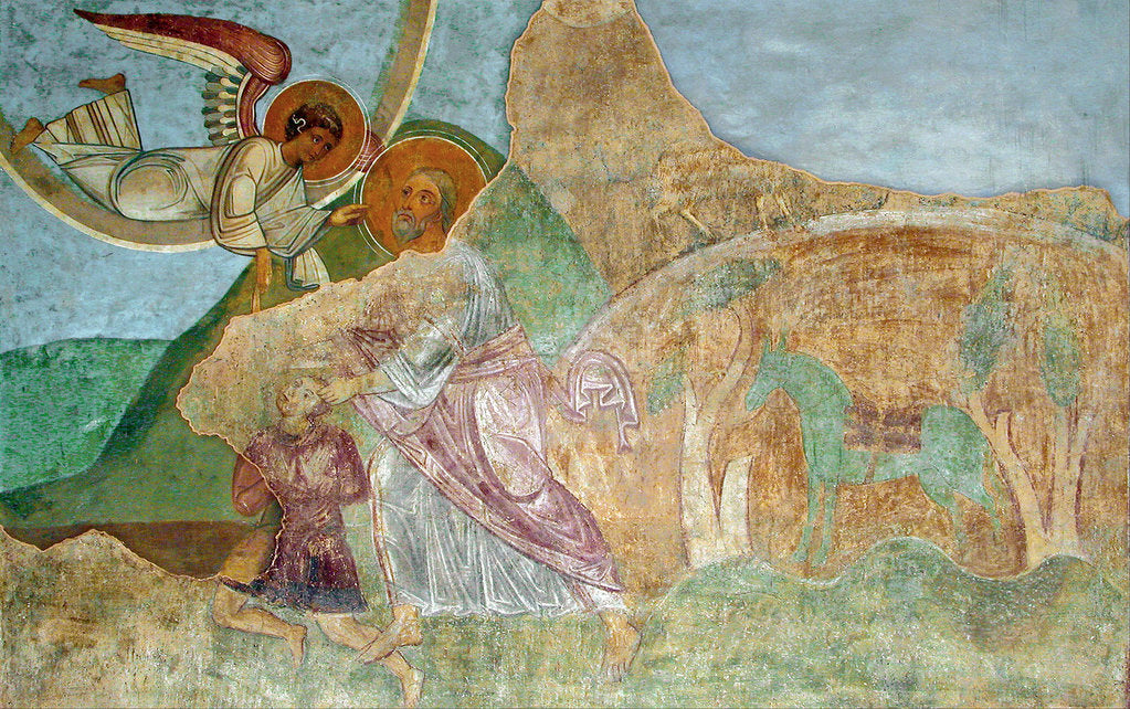 Detail of Abraham Sacrificing Isaac by Ancient Russian frescos