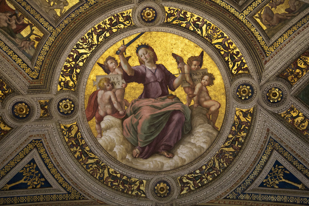 Detail of Lady Justice (Fresco in Stanza della Segnatura by Raphael