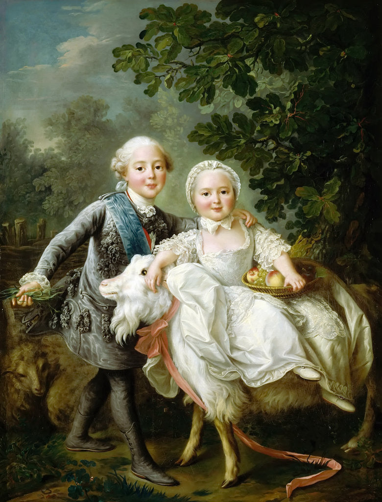 Detail of Charles de Bourbon, comte dArtois with his sister Clotilde by François-Hubert Drouais