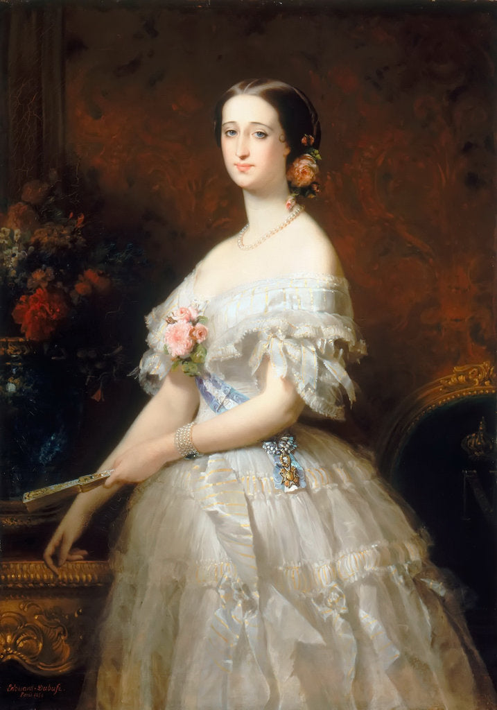Detail of Eugénie de Montijo, Empress of the French by Édouard Louis Dubufe