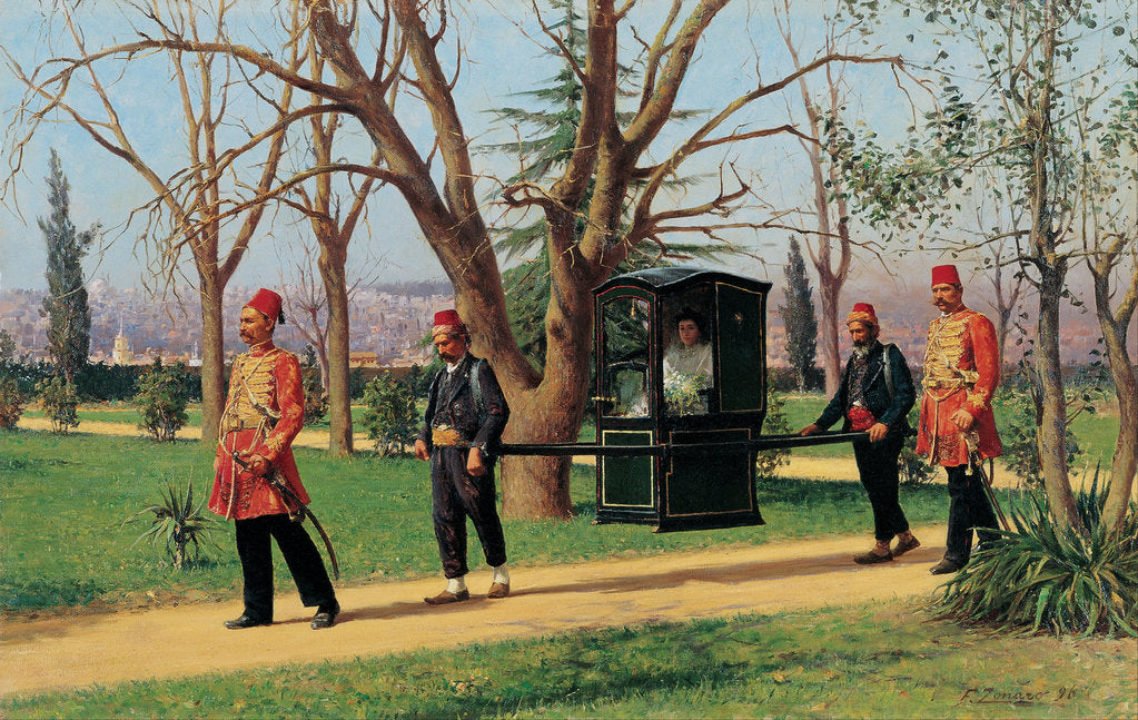 Detail of The Daughter of the English Ambassador Riding in a Palanquin by Fausto Zonaro