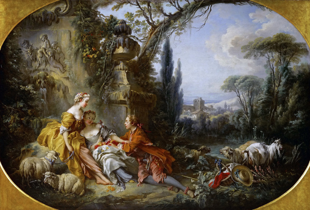 Detail of Les Charmes de la vie champêtre (Delights of country life) by François Boucher