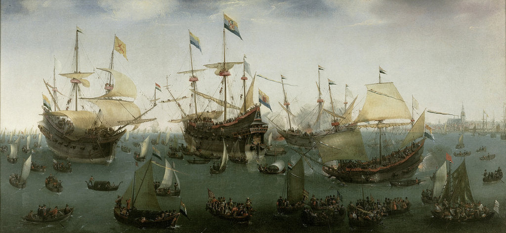 Detail of The Return to Amsterdam of the Second Expedition to the East Indies, 19 July 1599 by Hendrick Cornelisz. Vroom