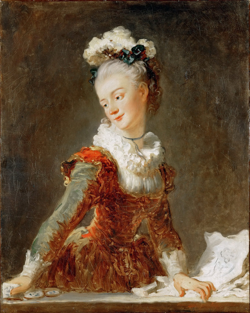 Detail of Portrait of the ballerina Marie-Madeleine Guimard by Jean Honoré Fragonard