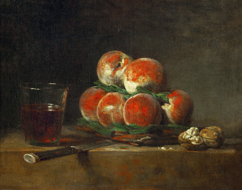 Detail of Basket of Peaches by Jean-Baptiste Siméon Chardin