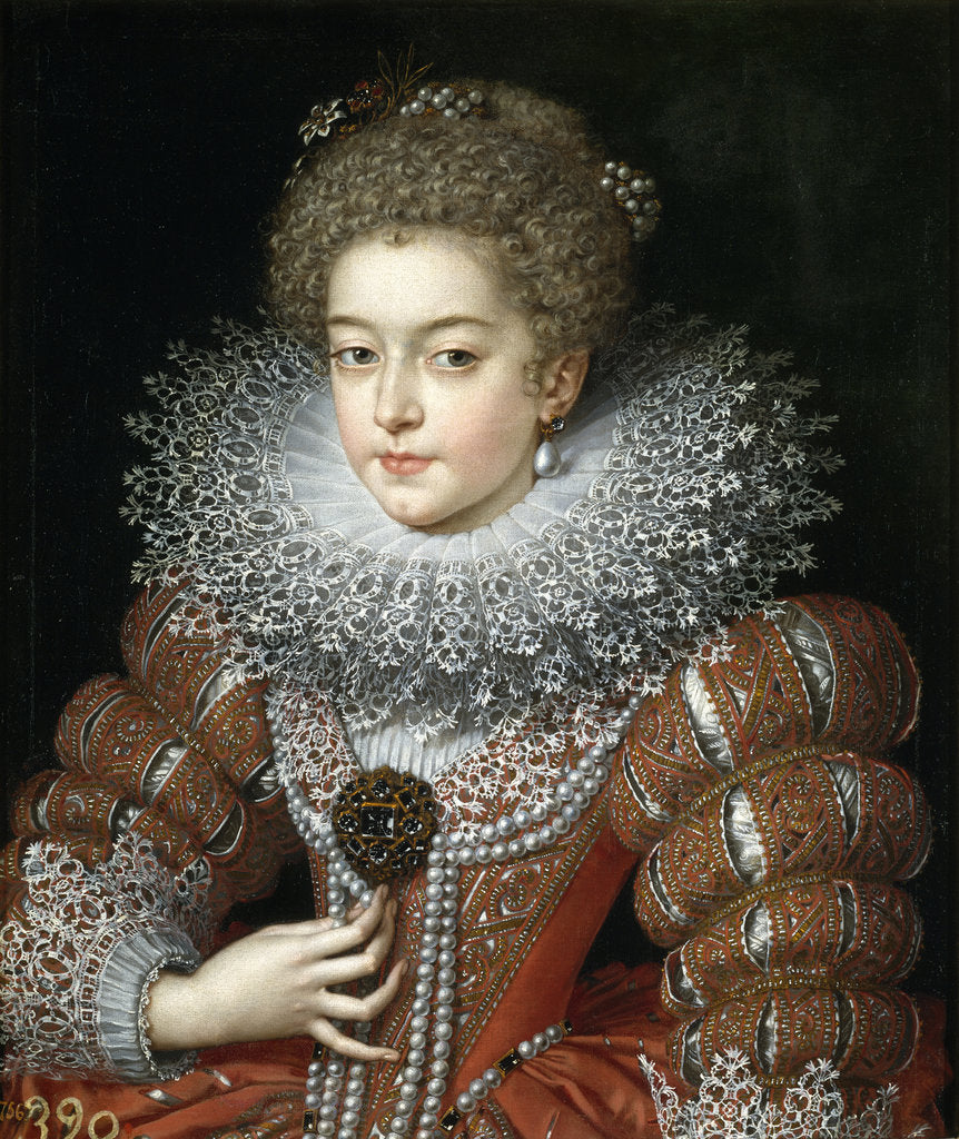 Detail of Portrait of Queen Elisabeth of France, Queen consort of Spain by Frans Pourbus the Younger