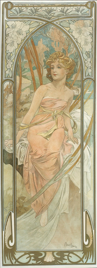 Detail of The Times of the Day: Morning Awakening by Alfons Marie Mucha