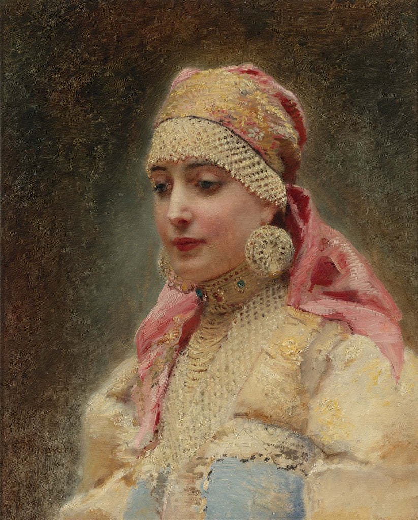 Detail of Boyars Wife by Konstantin Yegorovich Makovsky