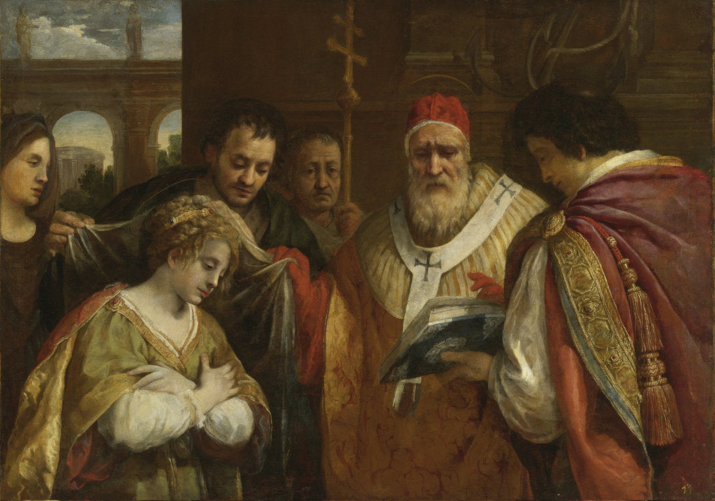 Detail of Saint Domitilla receiving the veil from Pope Clement I by Pietro da Cortona