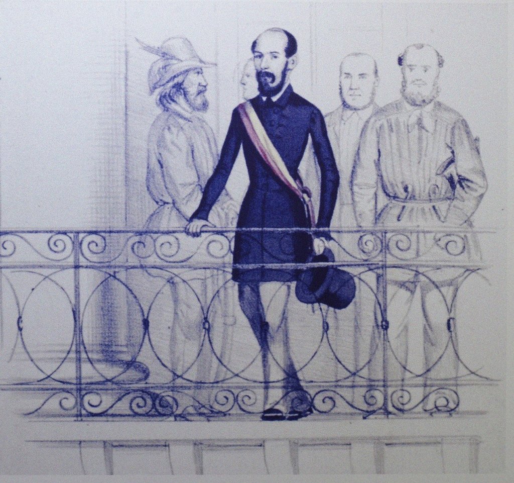 Detail of Lorenzo Brentano on the balcony of the Rathaus in Karlsruhe by Anonymous