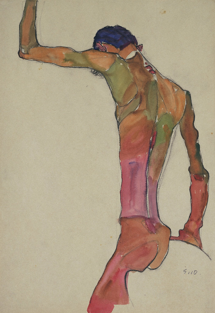 Detail of Male Nude with Arm Raised by Egon Schiele