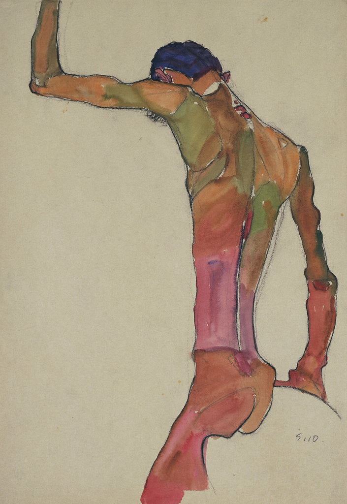 Detail of Male Nude with Arm Raised by Egon Schiele