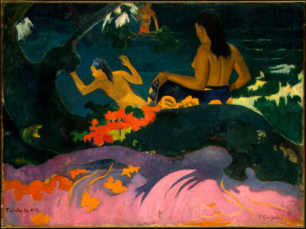 Detail of By the Sea (Fatata te Miti) by Paul Eugéne Henri Gauguin