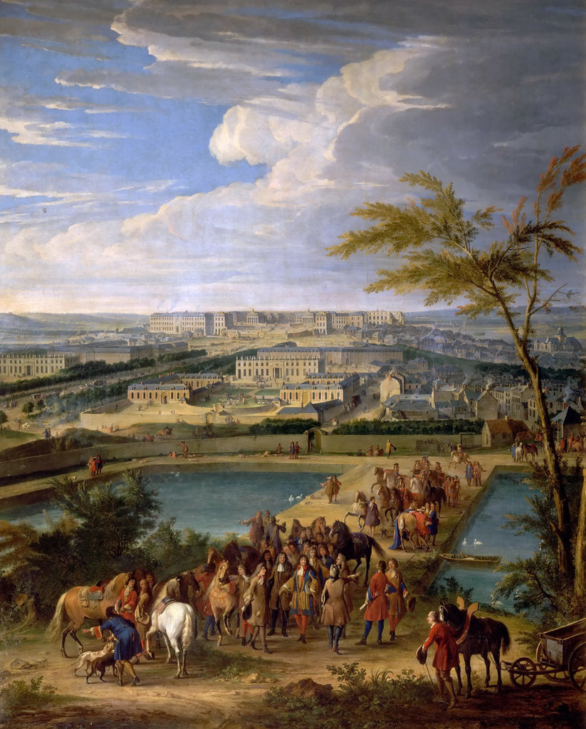 Detail of View of the city and Palace of Versailles, as seen from the Montbauron hill by Jean-Baptiste Martin