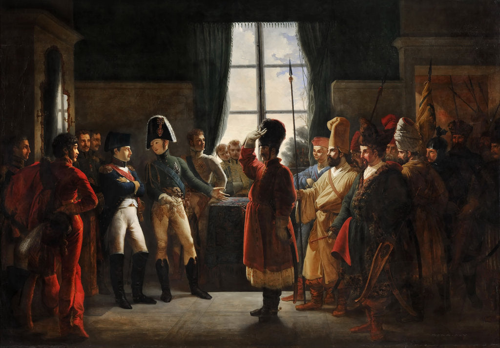 Detail of Tsar Alexander I presenting the Kalmyks, Cossacks and Bashkirs of Russian army to Napoleon I, Tilsit by Pierre-Nolasque Bergeret