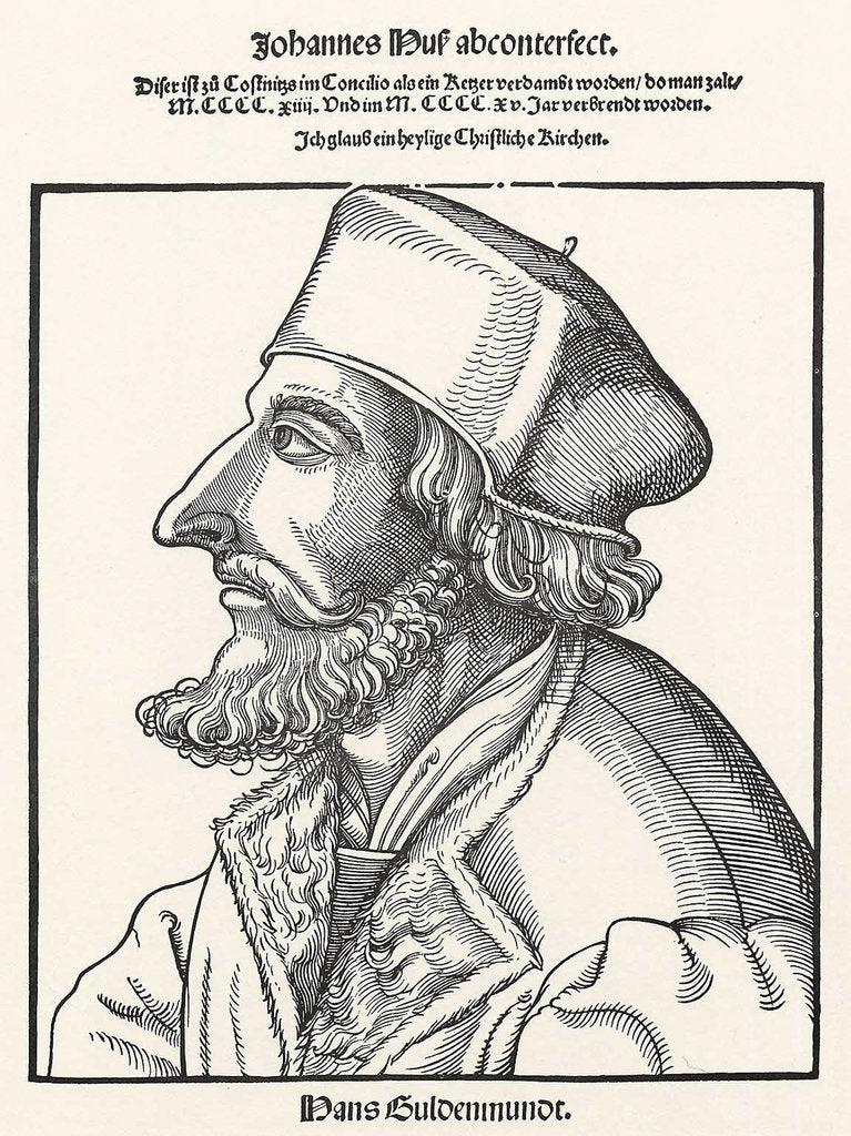 Detail of John Hus by Erhard Schoen