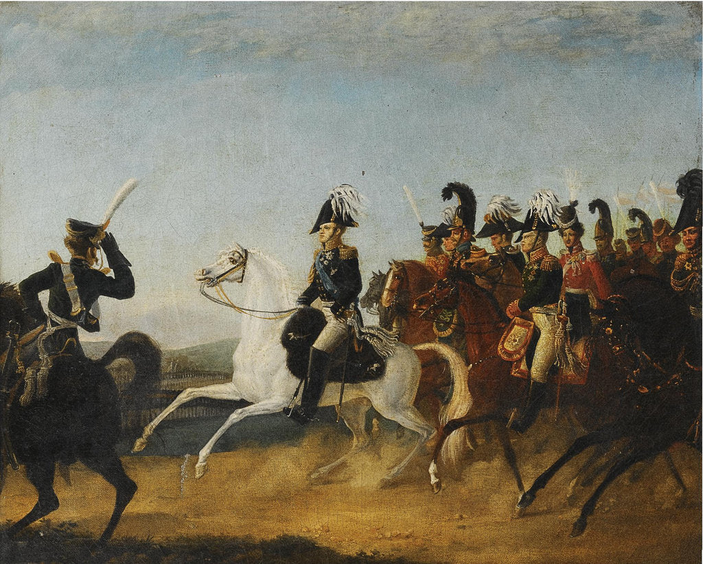 Detail of Alexander I of Russia accompanied by his staff by Anonymous