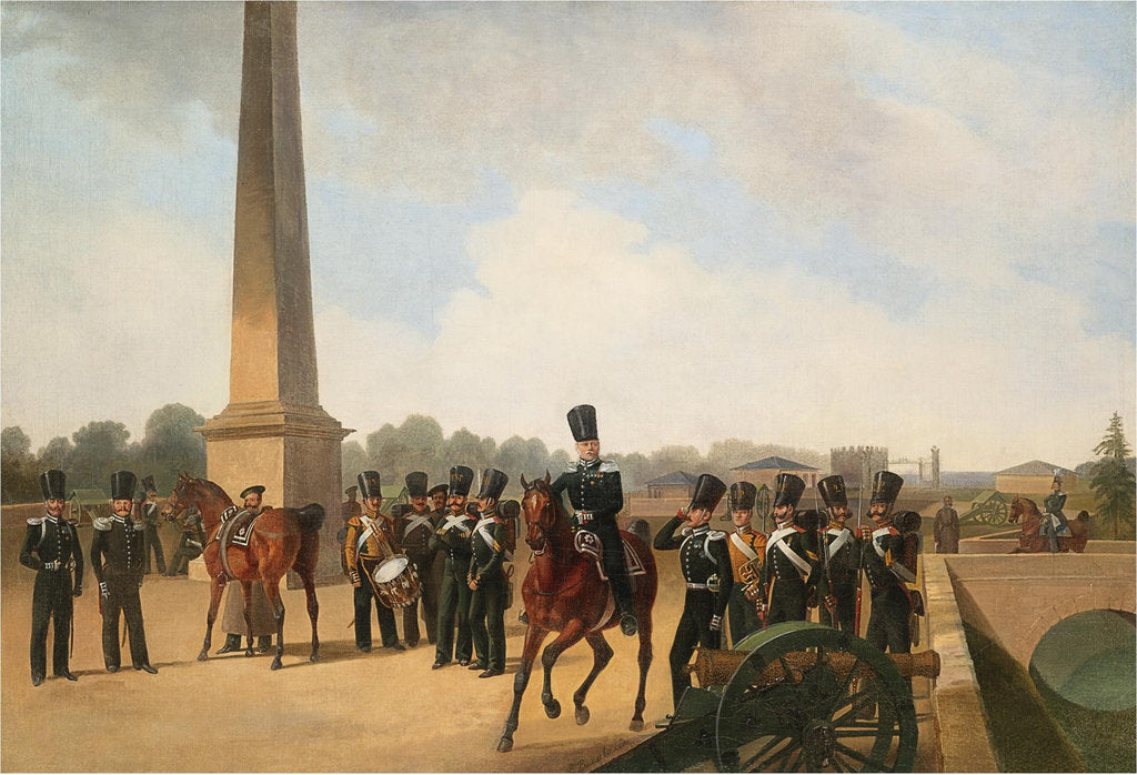 Detail of Lifeguards Regiment on the Connetable Square in Gatchina by Gottfried Willewalde
