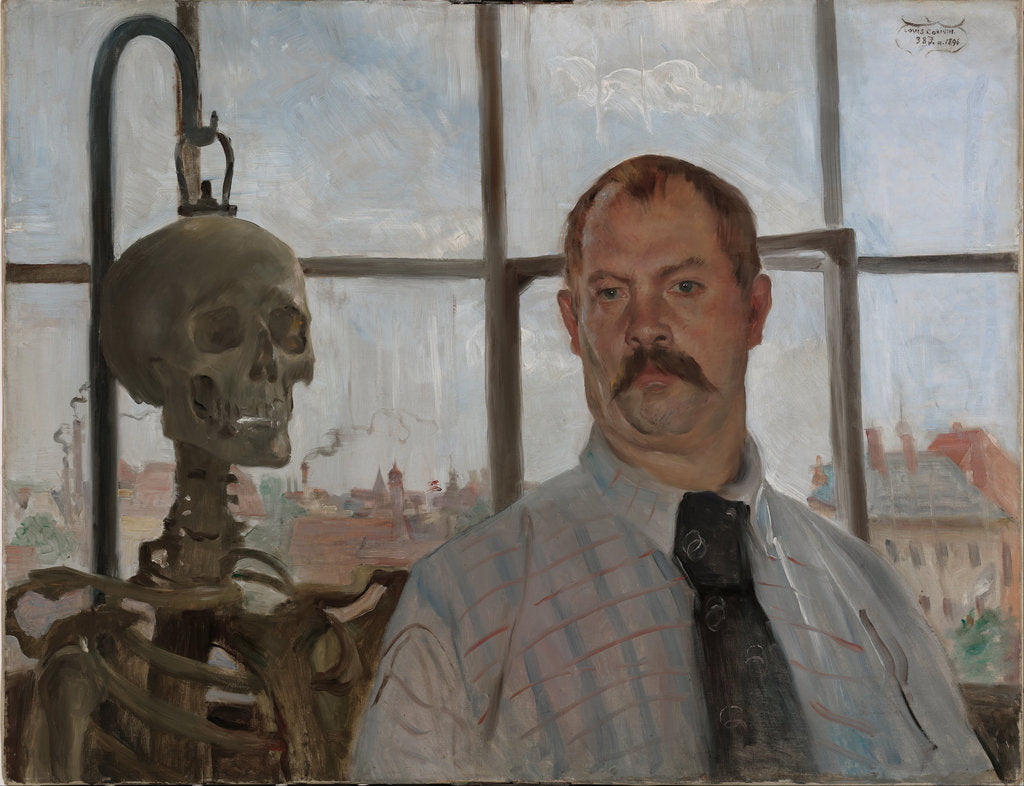 Detail of Selfportrait with skeleton by Lovis Corinth