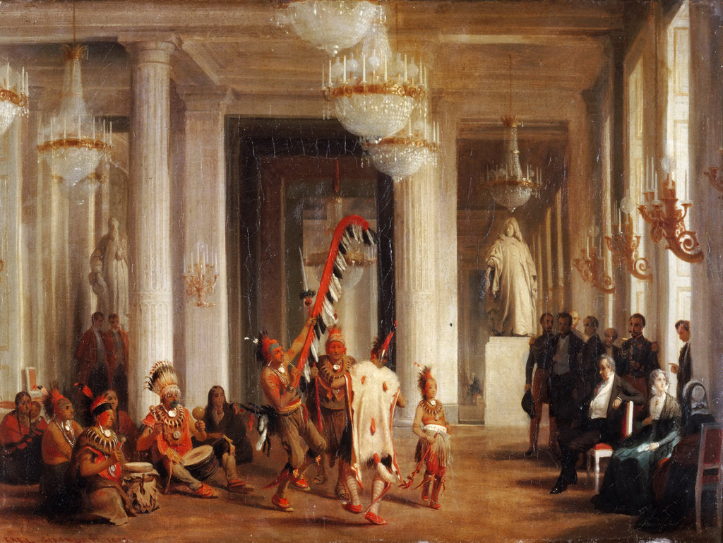 Detail of Dance by Iowa Indians in the Salon de la Paix at the Tuileries, Presented by the Painter George Catl by Karl Girardet