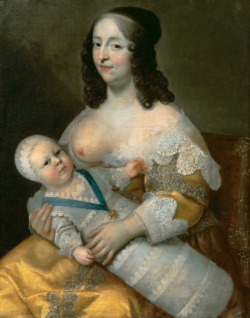 Detail of Louis XIV as an infant with his nurse Longuet de La Giraudière by Henri Beaubrun