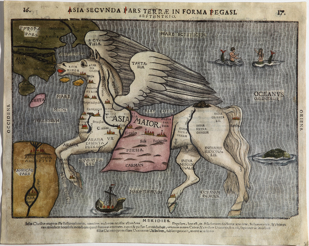Detail of Asia Secunda Pars Terrae in Forma Pegasi (Asia in the Form of Pegasus) by Heinrich Bünting