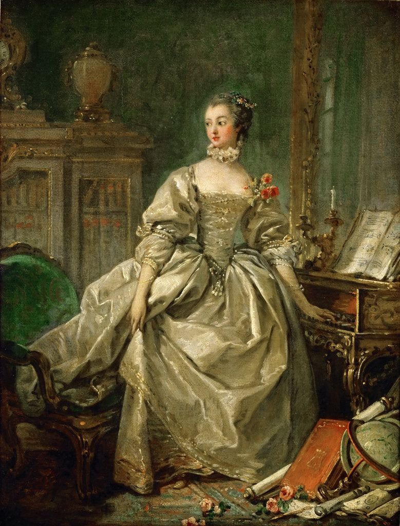Detail of Portrait of the Marquise de Pompadour by François Boucher