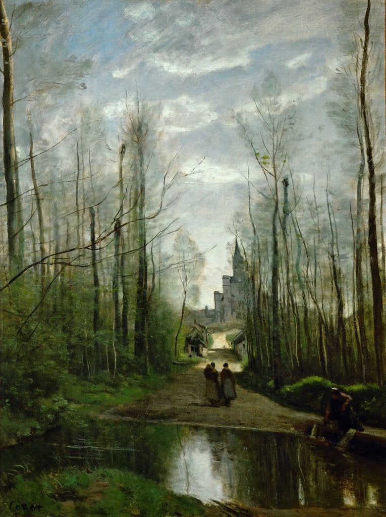 Detail of The Church of Marissel, near Beauvais by Jean-Baptiste Camille Corot