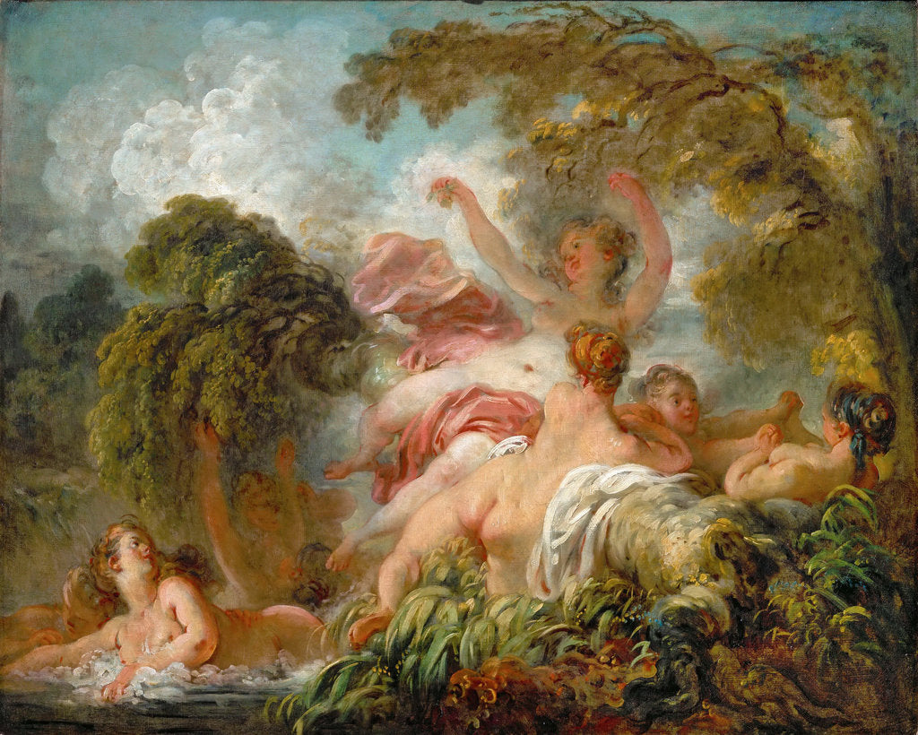 Detail of Bathers (Les baigneuses) by Jean Honoré Fragonard