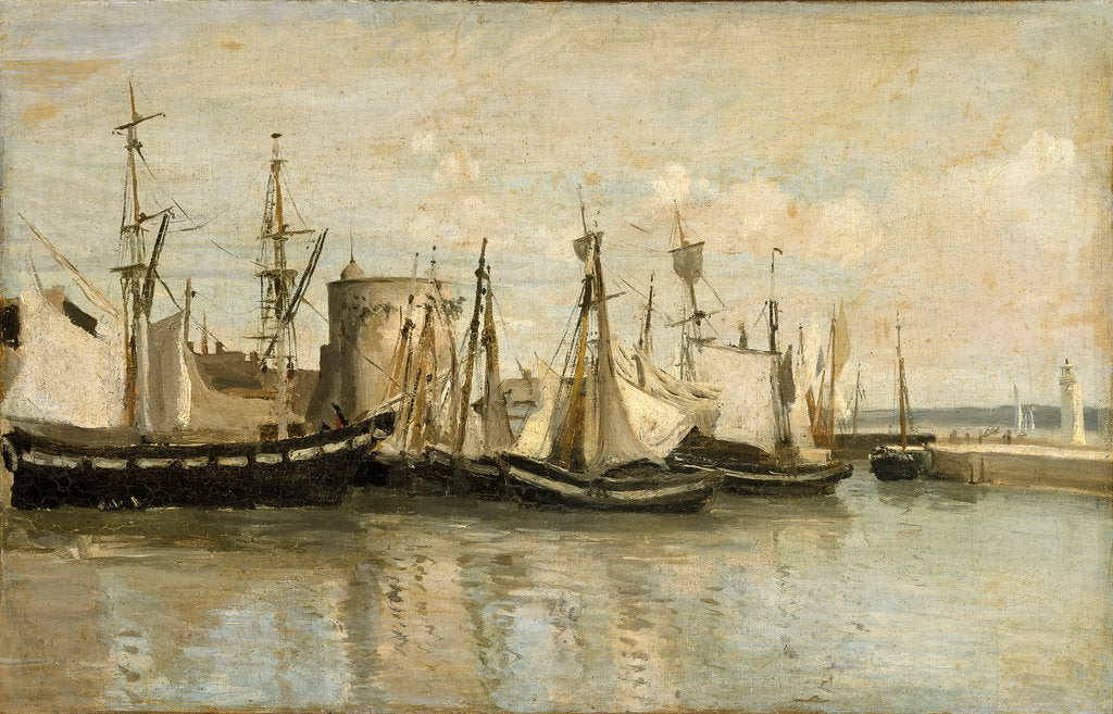 Detail of La Rochelle. Entrée du port déchouage by Jean-Baptiste Camille Corot