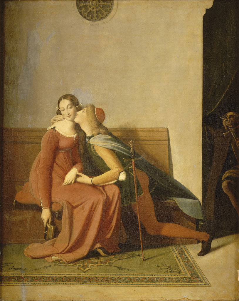 Detail of Paolo and Francesca by Jean Auguste Dominique Ingres