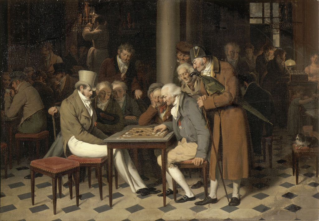 Detail of Interior of a café (La partie de dames au café Lamblin au Palais-Royal) by Louis-Léopold Boilly