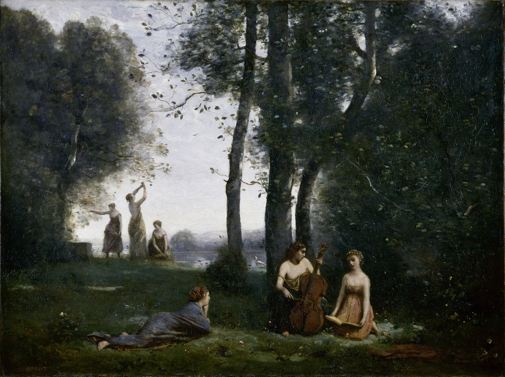 Detail of Le Concert Champêtre (Woodland Music-makers) by Jean-Baptiste Camille Corot
