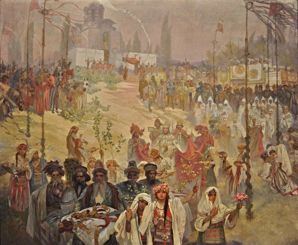 Detail of The Coronation of the Serbian Tsar Stefan Dusan as East Roman Emperor (The cycle The Slav Epic) by Alfons Marie Mucha
