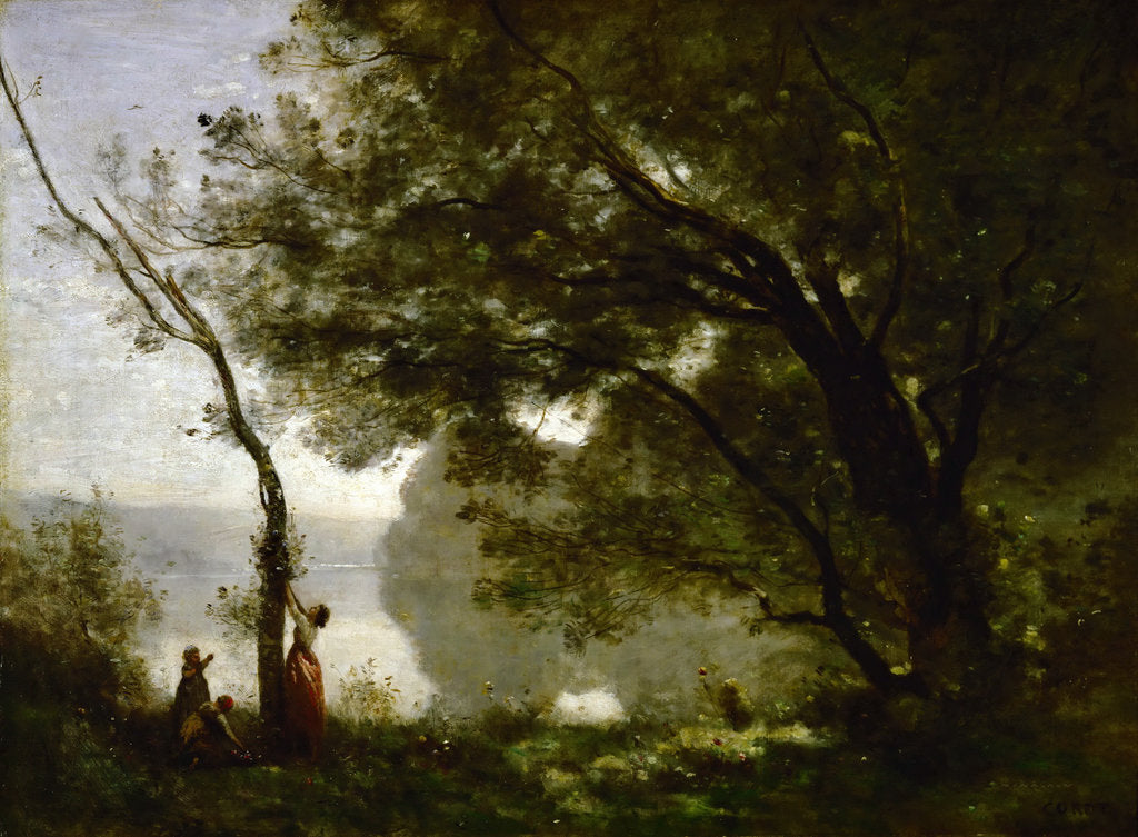 Detail of Recollection of Mortefontaine by Jean-Baptiste Camille Corot
