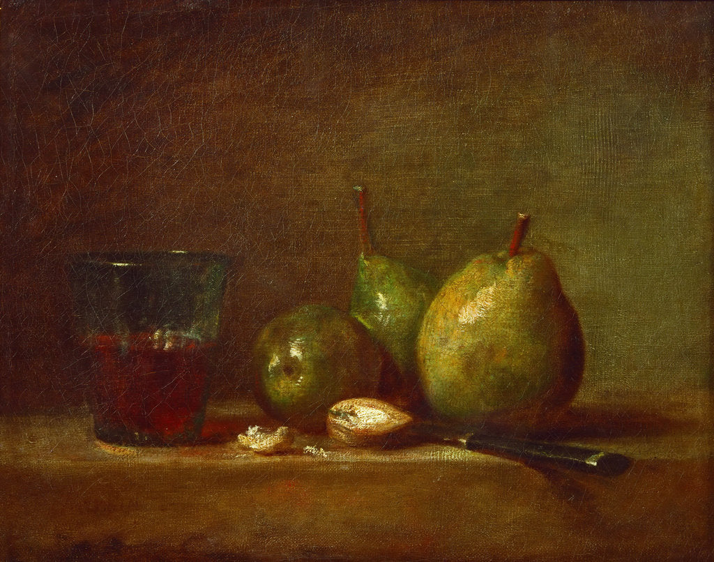Detail of Pears, Walnuts and Glass of Wine by Jean-Baptiste Siméon Chardin
